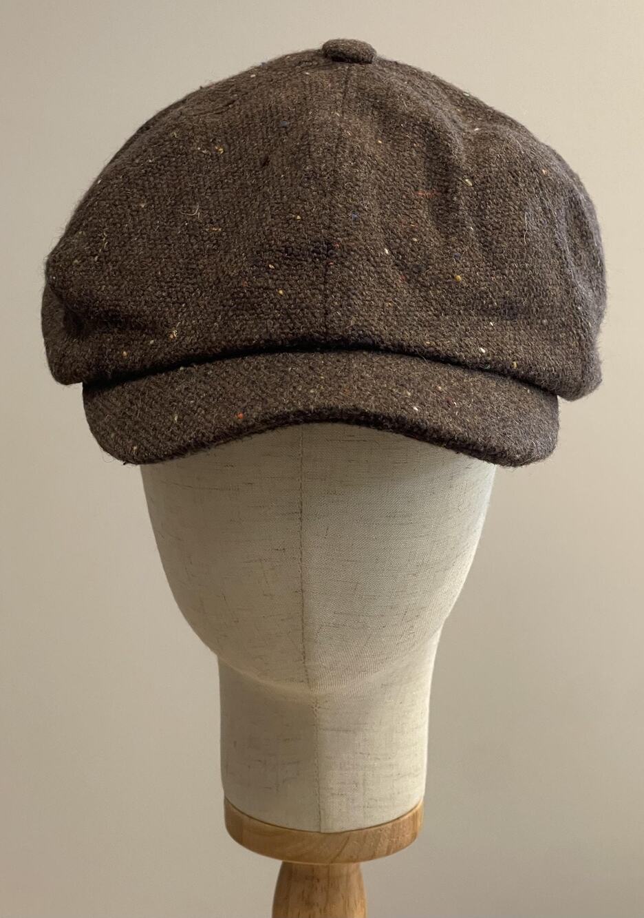 VTG Grace Hat Cap Newsboy Men One Size Brown Tweed Wool Acrylic Lined Adjustable